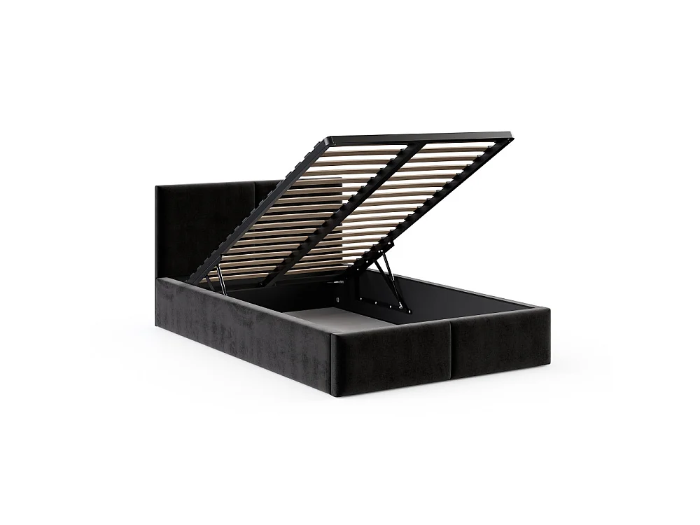 Lit coffre Tulum 120 x 190 cm avec sommier à lattes relevable Noir