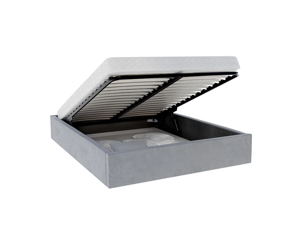 Lit coffre Orlane 120 x 190 cm avec sommier à lattes relevable Gris Clair