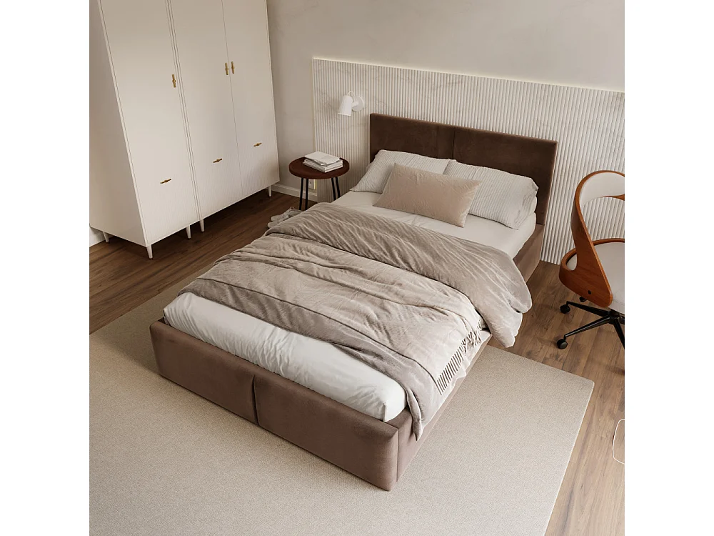 Lit coffre Tulum 120 x 190 cm avec sommier à lattes relevable Chocolat