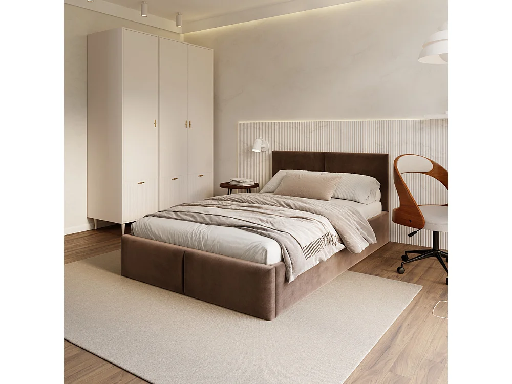 Lit coffre Tulum 120 x 190 cm avec sommier à lattes relevable Chocolat