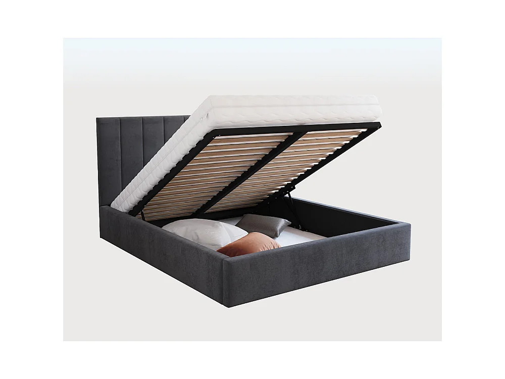 Lit coffre Lorado 120 x 200 cm avec sommier à lattes relevable Gris Foncé
