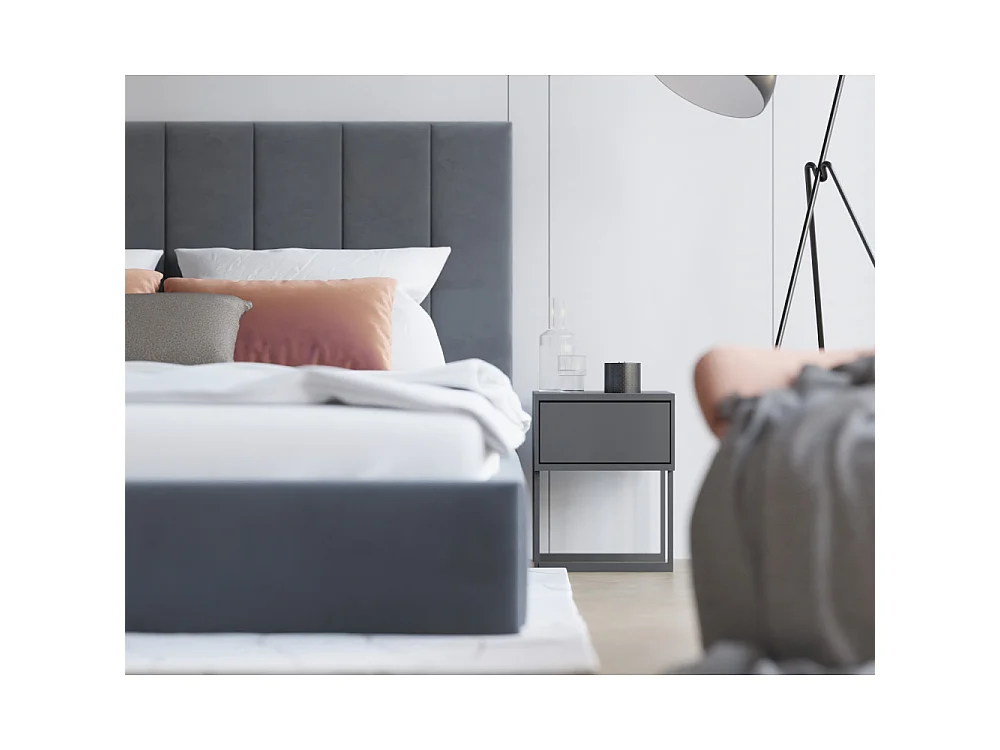 Lit coffre Lorado 120 x 200 cm avec sommier à lattes relevable Gris Foncé