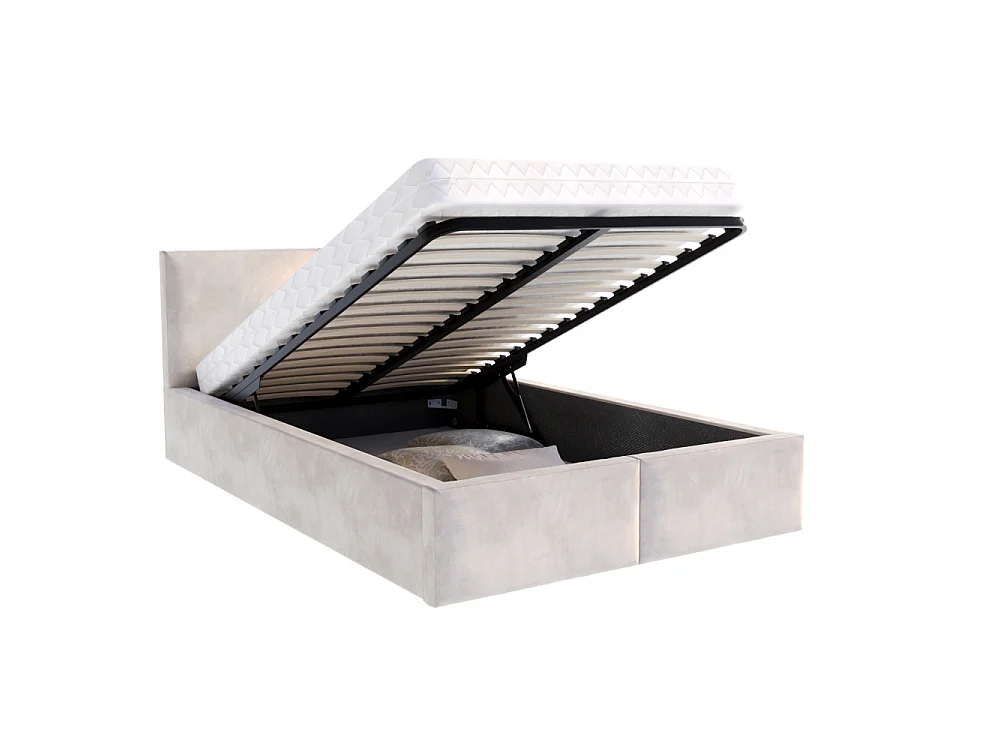 Lit coffre Tulum 120 x 190 cm avec sommier à lattes relevable Beige