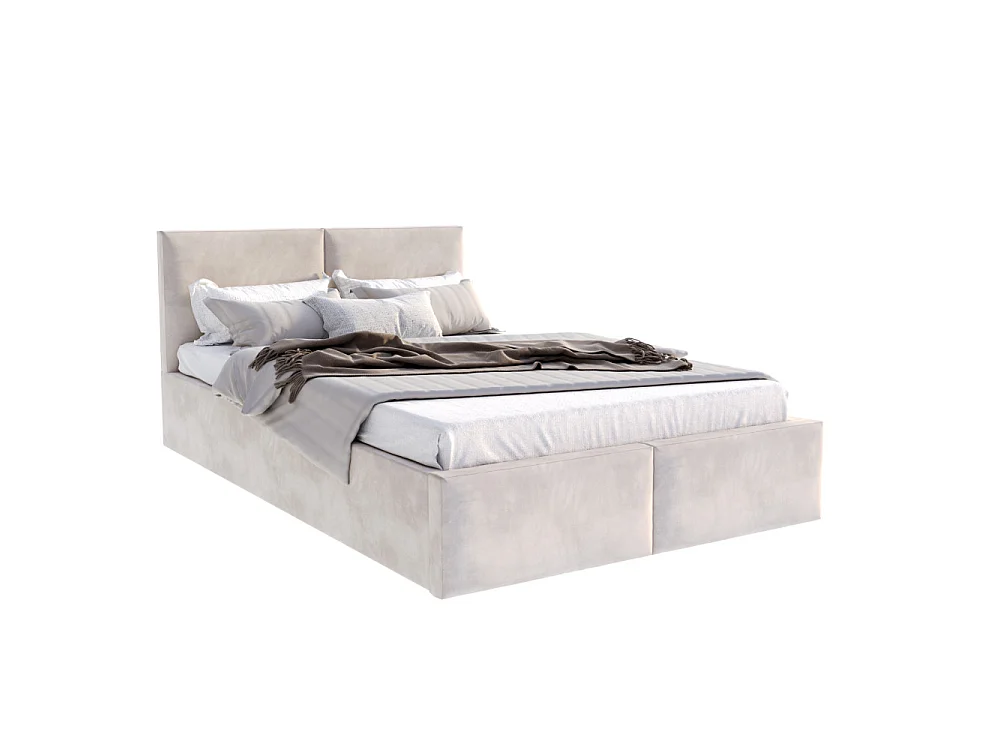 Lit coffre Tulum 120 x 190 cm avec sommier à lattes relevable Beige