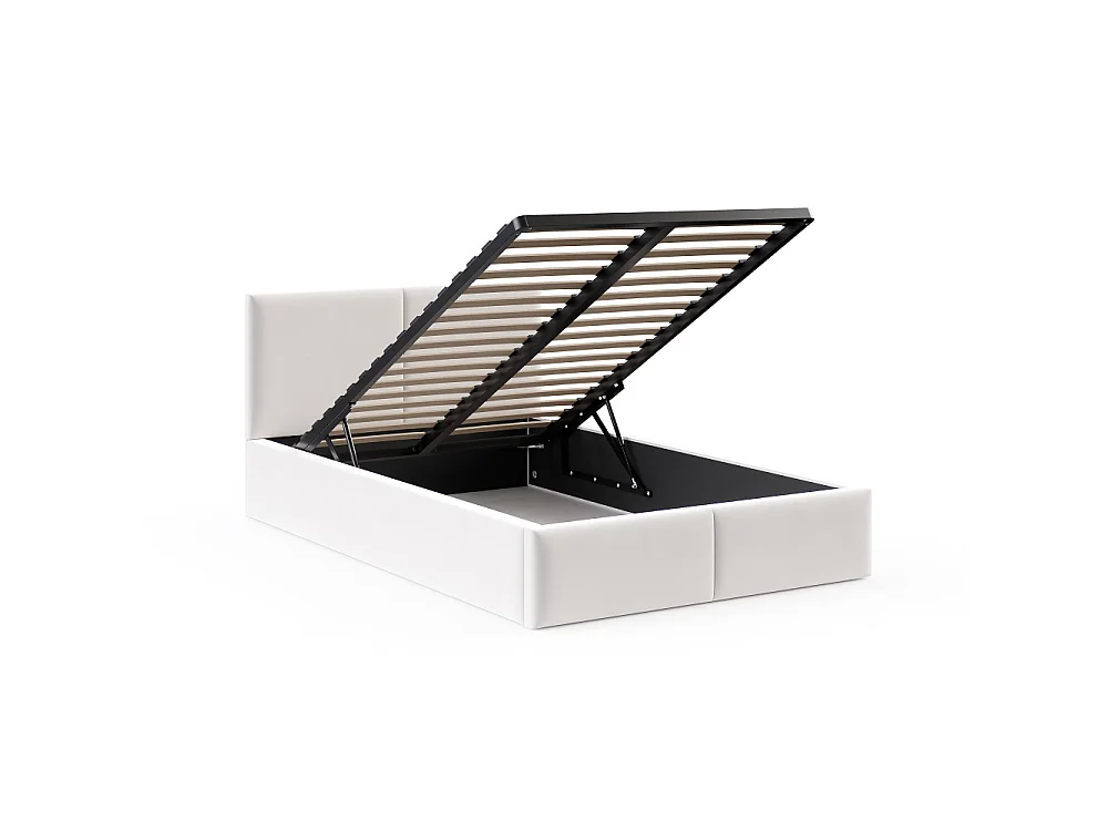 Lit coffre Tulum 120 x 190 cm avec sommier à lattes relevable Blanc