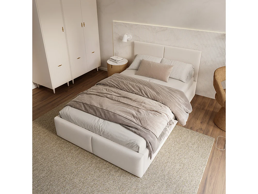 Lit coffre Tulum 120 x 190 cm avec sommier à lattes relevable Blanc