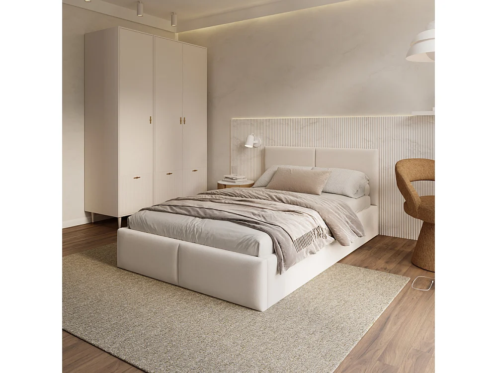 Lit coffre Tulum 120 x 190 cm avec sommier à lattes relevable Blanc