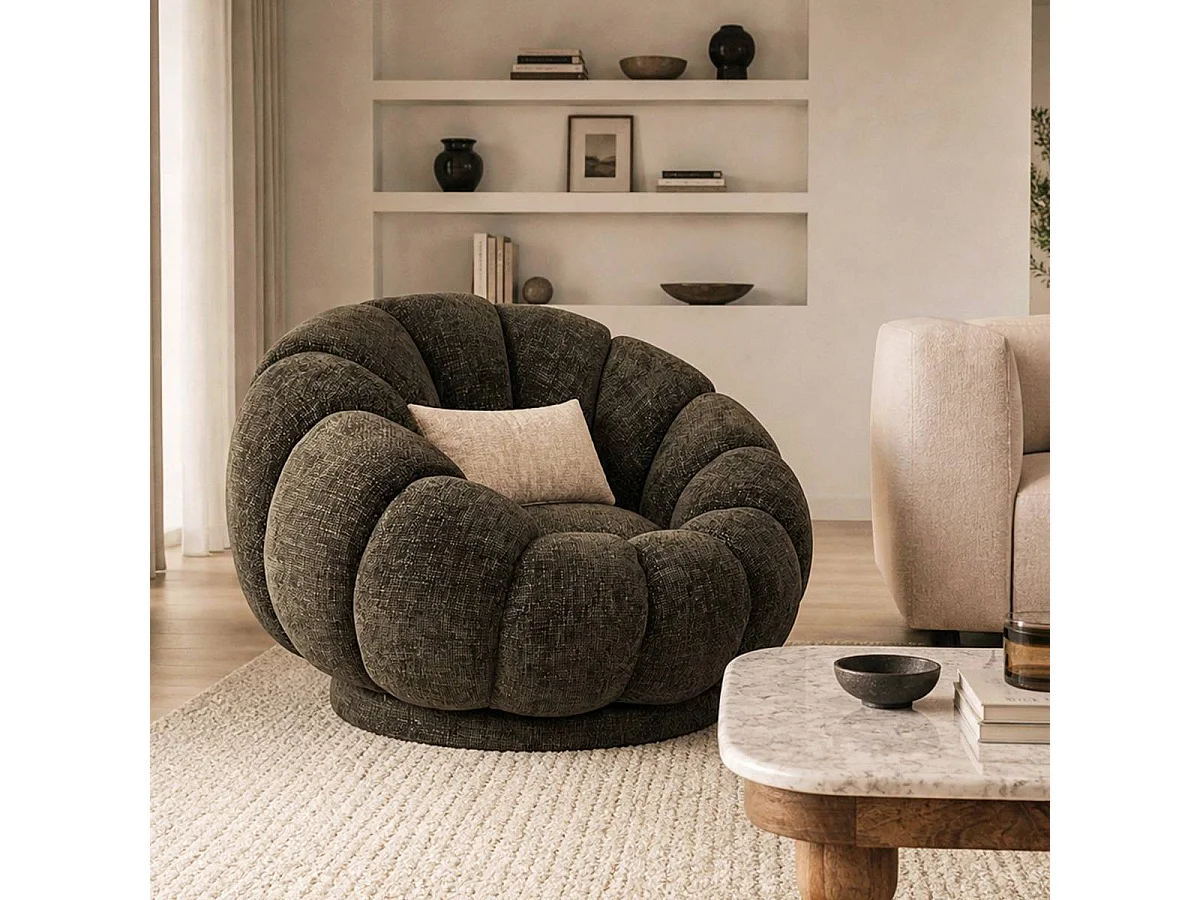 Fauteuil nuage en tissu marron chocolat Héléna