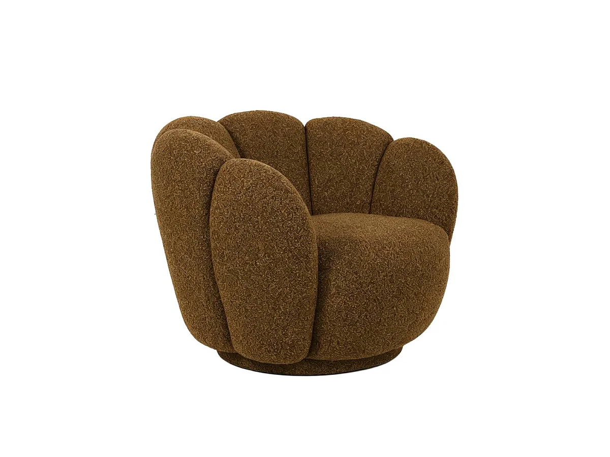 Fauteuil en tissu bouclette marron Margot