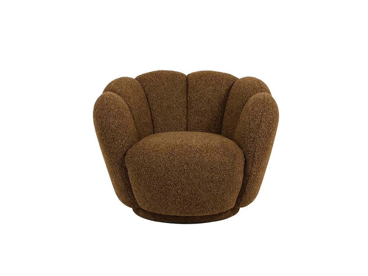 Fauteuil en tissu bouclette marron Margot
