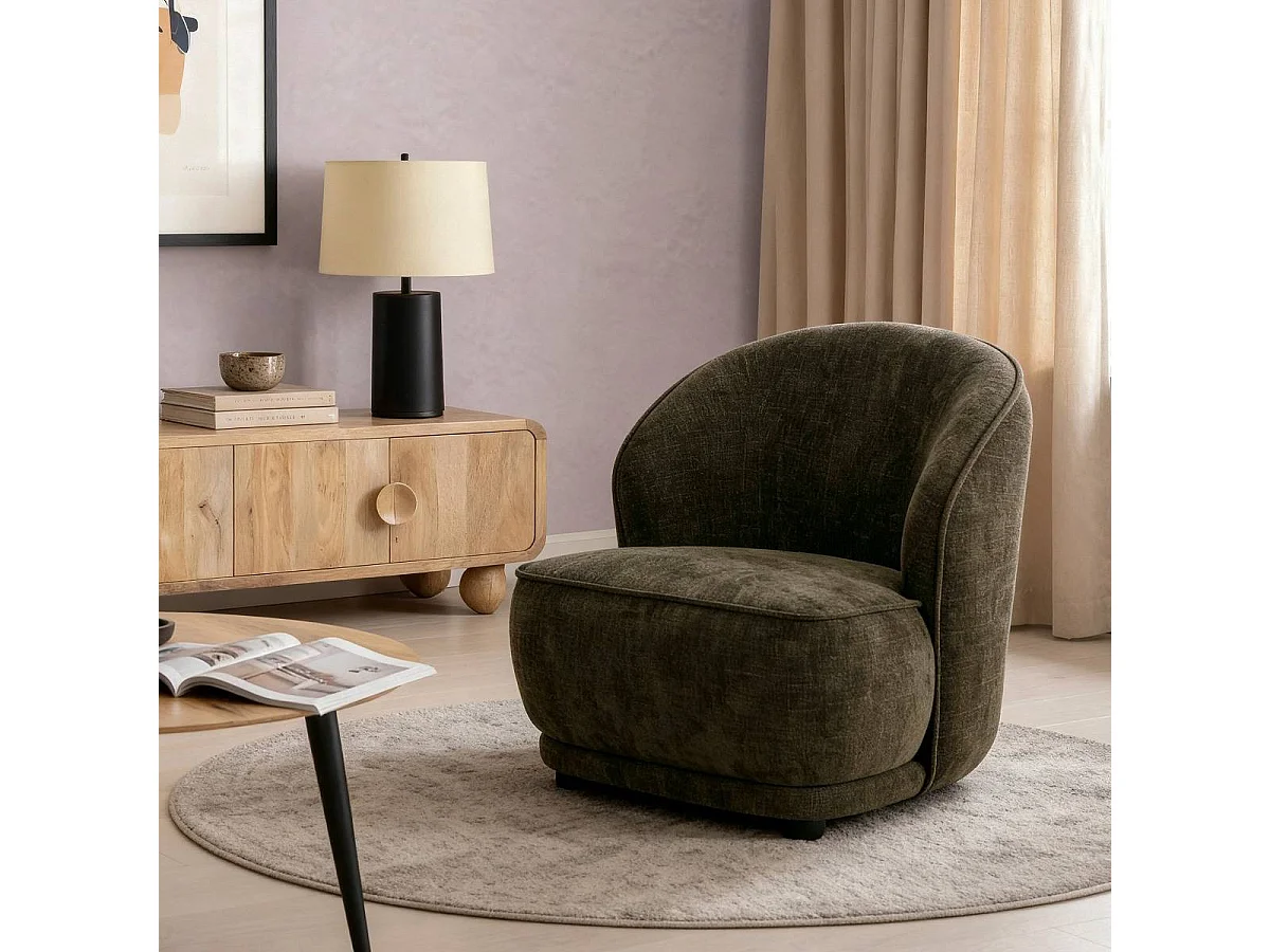 Fauteuil en tissu marron chocolat Travis