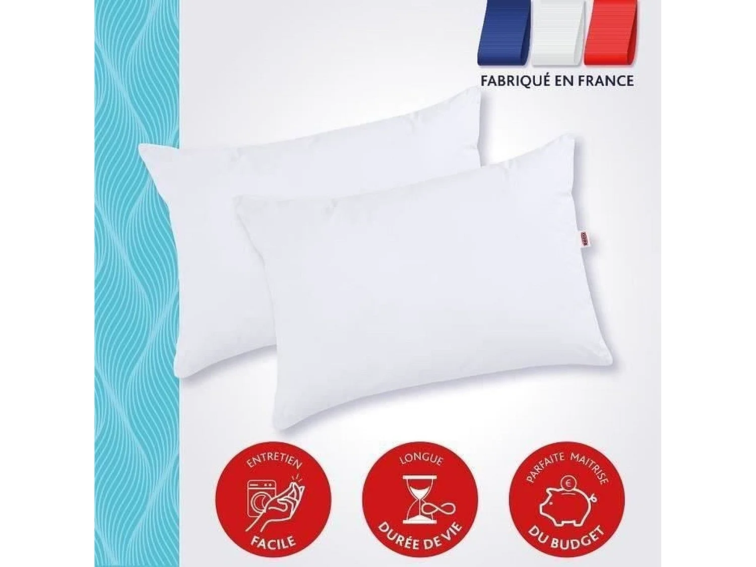 2 oreillers tendance 50 x 70 cm polyester
