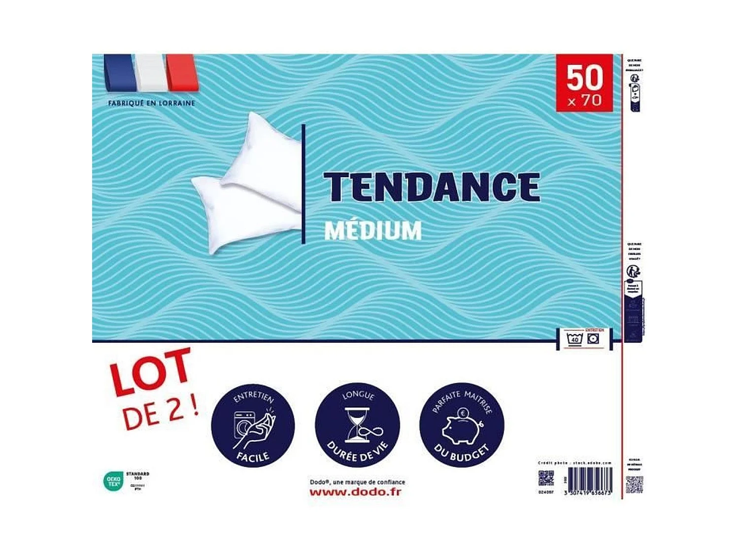 2 oreillers tendance 50 x 70 cm polyester