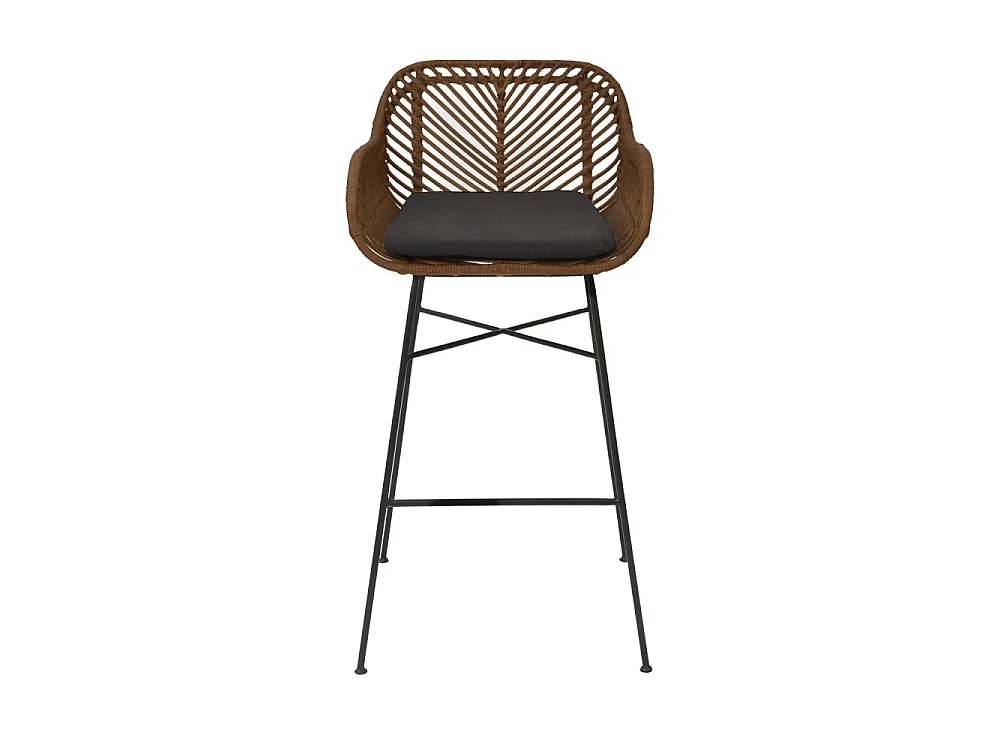 Nunuhai - Lot de 2 tabourets de bar en rotin H68cm - Bois foncé