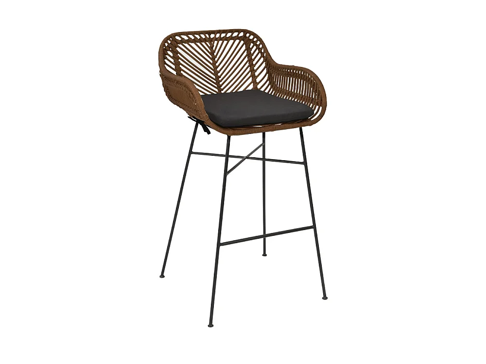 Nunuhai - Lot de 2 tabourets de bar en rotin H68cm - Bois foncé