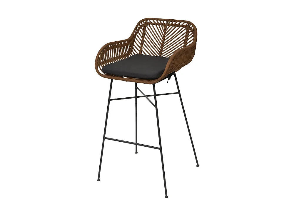 Nunuhai - Lot de 2 tabourets de bar en rotin H68cm - Bois foncé