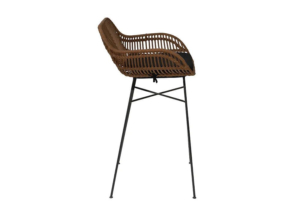 Nunuhai - Lot de 2 tabourets de bar en rotin H68cm - Bois foncé