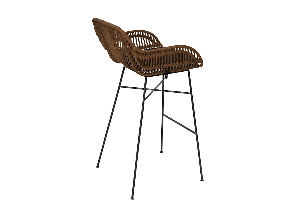 Nunuhai - Lot de 2 tabourets de bar en rotin H68cm - Bois foncé