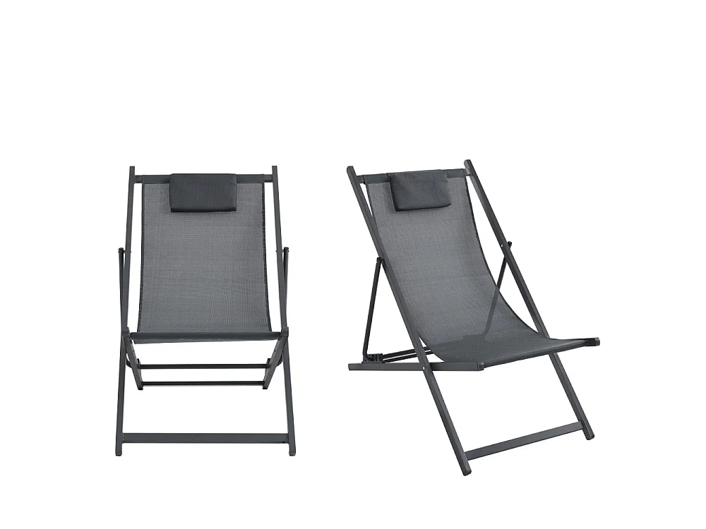 Brisa - Lot de 2 chiliennes en aluminium - Gris foncé