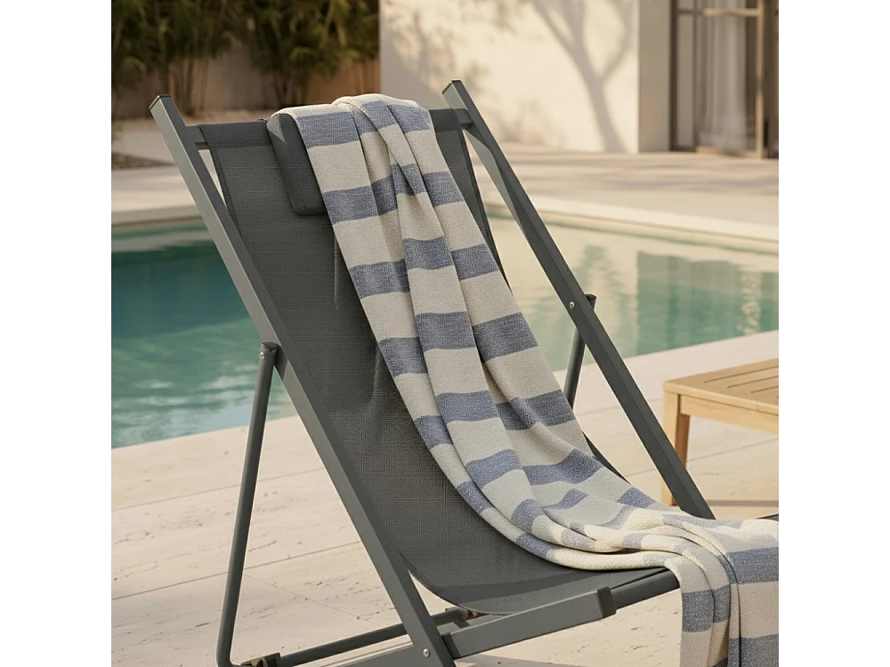 Brisa - Lot de 2 chiliennes en aluminium - Gris foncé