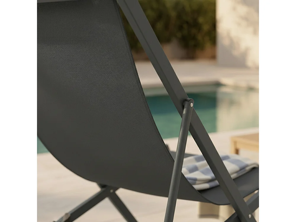 Brisa - Lot de 2 chiliennes en aluminium - Gris foncé