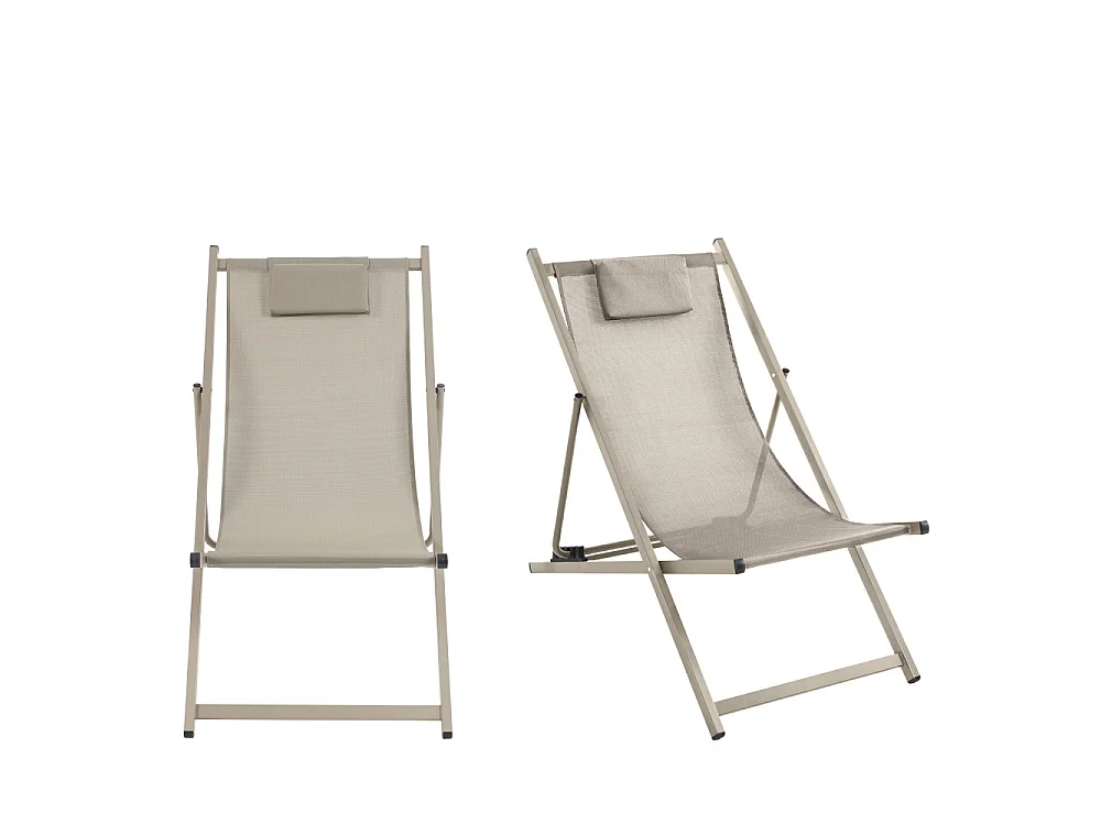 Brisa - Lot de 2 chiliennes en aluminium - Beige