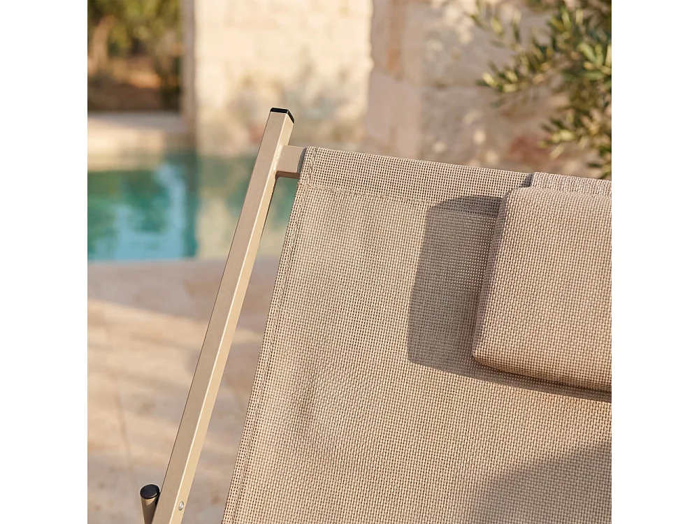 Brisa - Lot de 2 chiliennes en aluminium - Beige