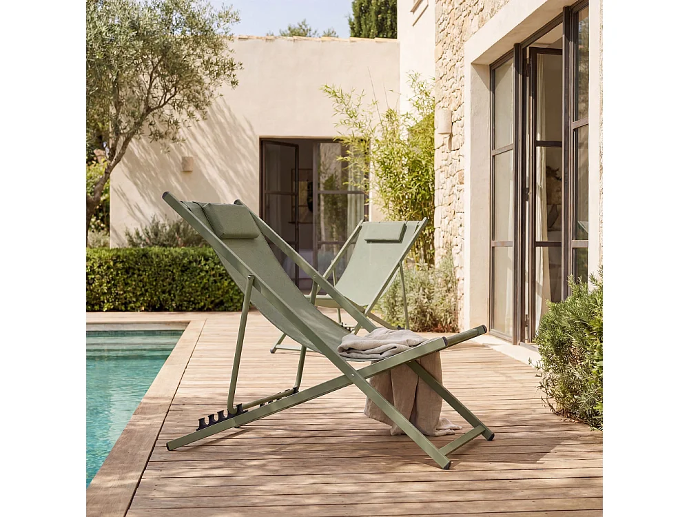 Brisa - Lot de 2 chiliennes en aluminium - Vert