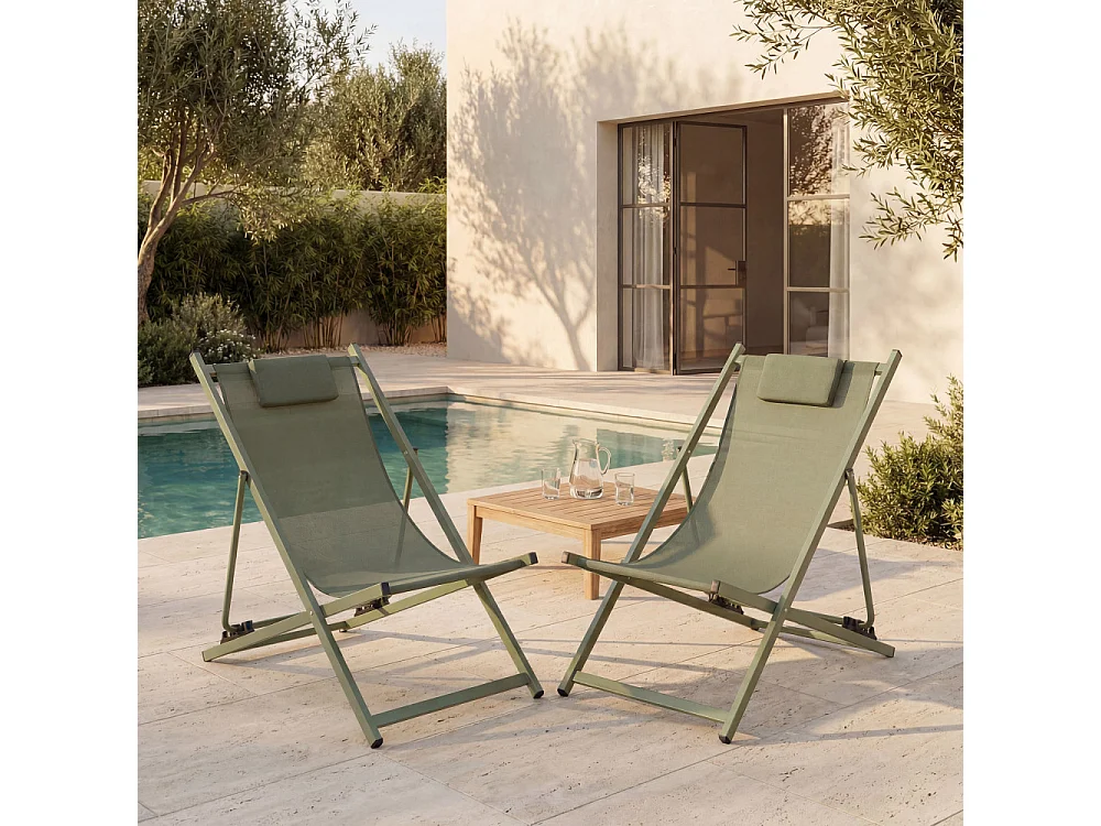 Brisa - Lot de 2 chiliennes en aluminium - Vert