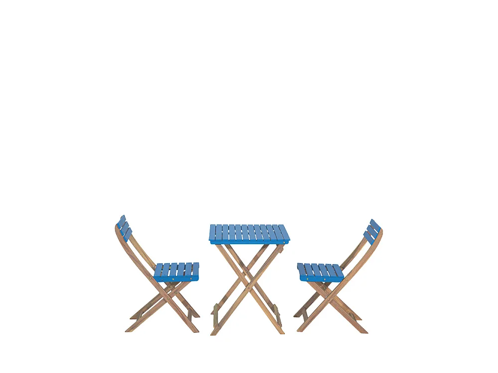 Dana - Set bistrot pliant de jardin 2 personnes en bois - Bleu