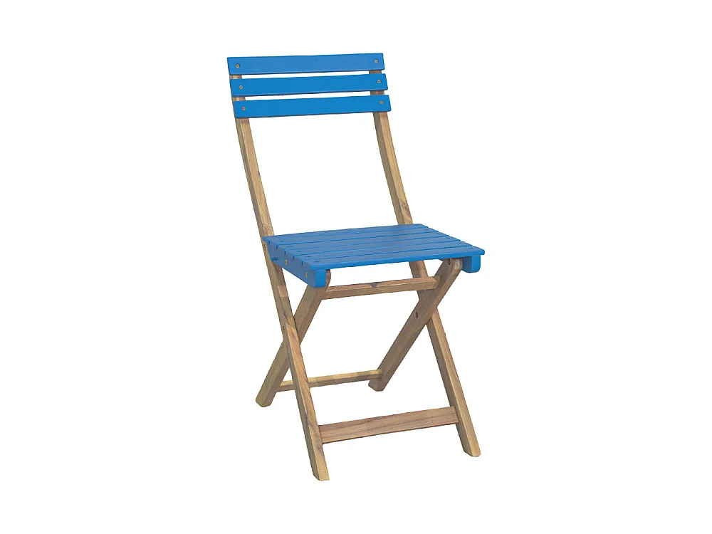 Dana - Set bistrot pliant de jardin 2 personnes en bois - Bleu