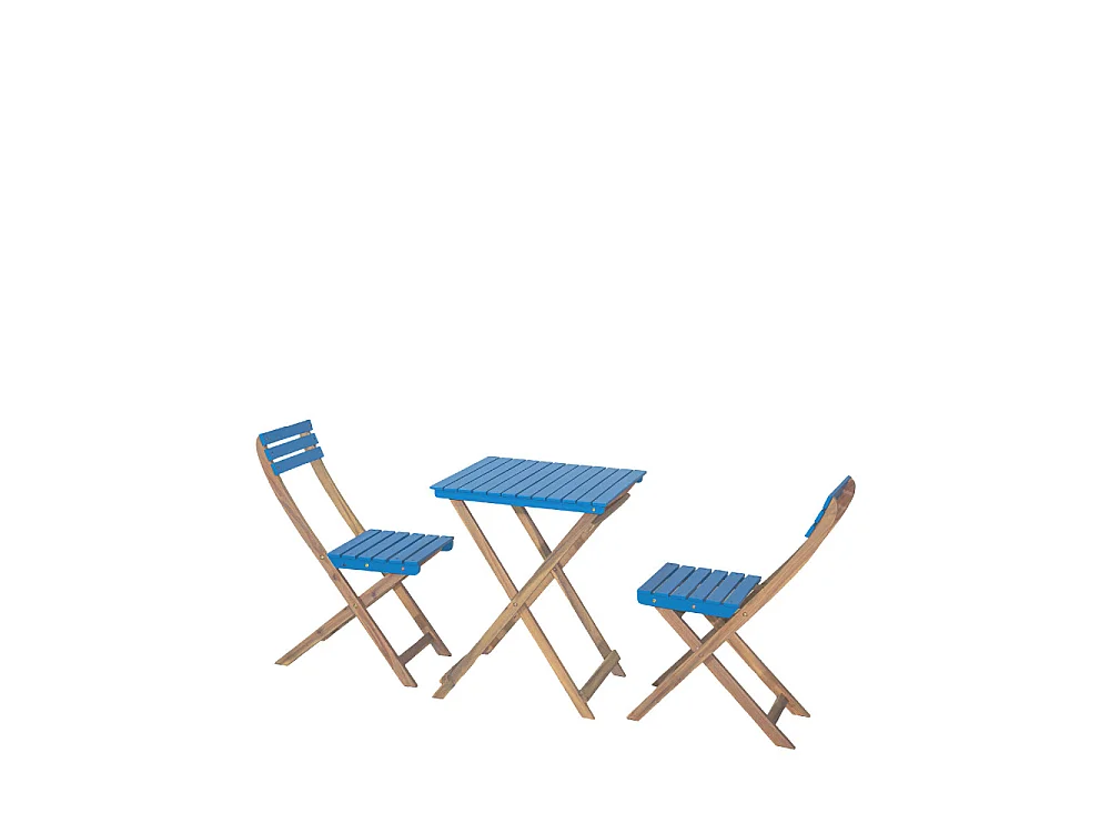 Dana - Set bistrot pliant de jardin 2 personnes en bois - Bleu