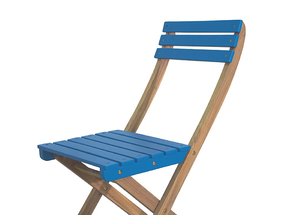 Dana - Set bistrot pliant de jardin 2 personnes en bois - Bleu
