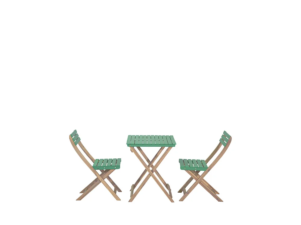 Dana - Set bistrot pliant de jardin 2 personnes en bois - Vert