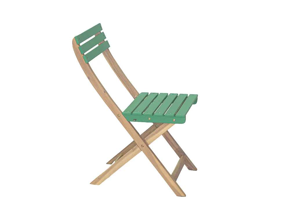 Dana - Set bistrot pliant de jardin 2 personnes en bois - Vert