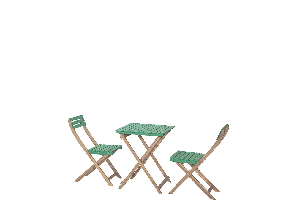 Dana - Set bistrot pliant de jardin 2 personnes en bois - Vert