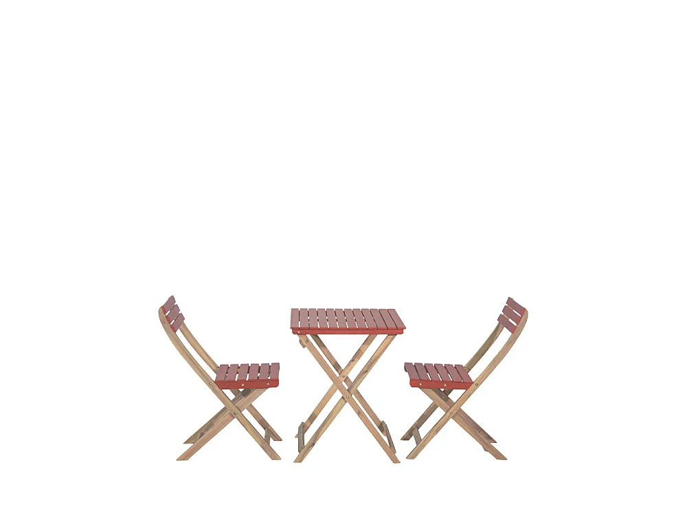 Dana - Set bistrot pliant de jardin 2 personnes en bois - Terracotta