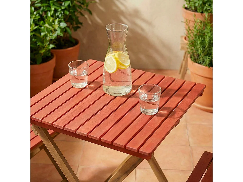 Dana - Set bistrot pliant de jardin 2 personnes en bois - Terracotta