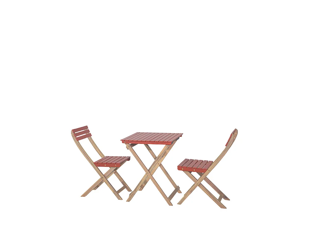 Dana - Set bistrot pliant de jardin 2 personnes en bois - Terracotta