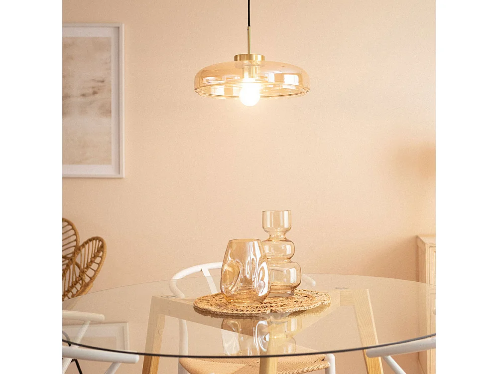 Neyo - Suspension ronde en verre ø34cm - Verre ambré