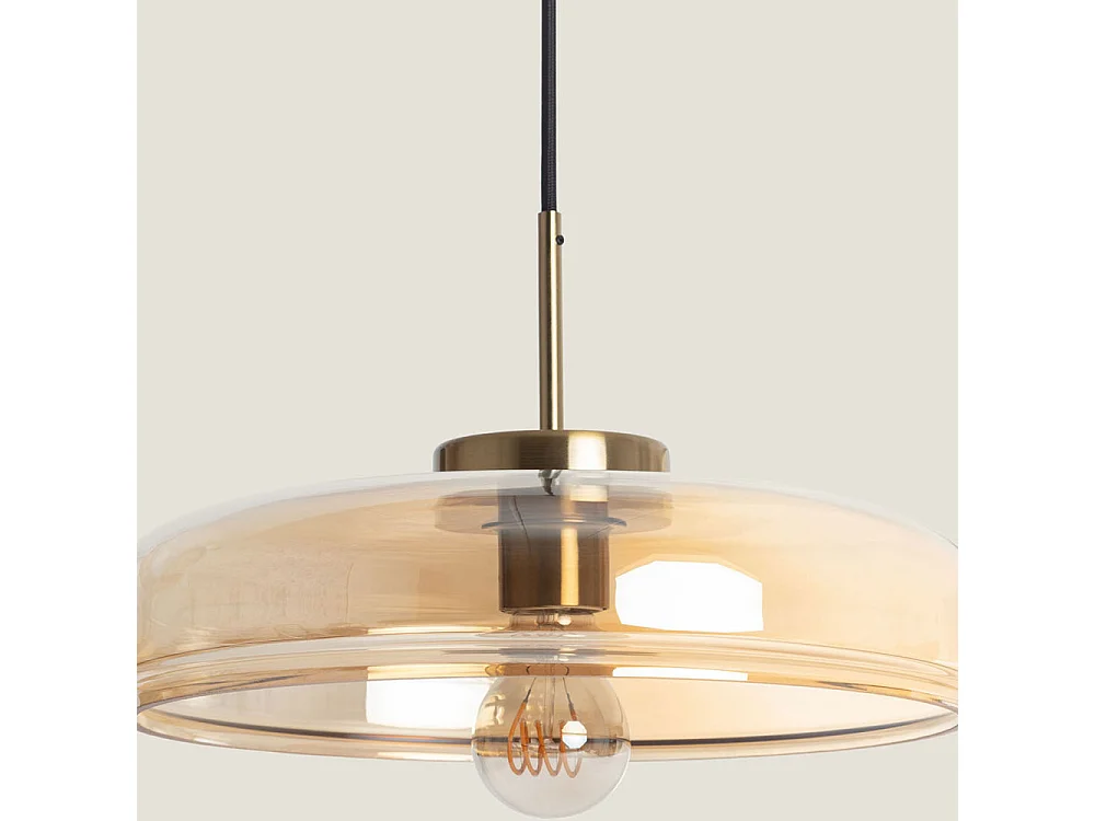 Neyo - Suspension ronde en verre ø34cm - Verre ambré
