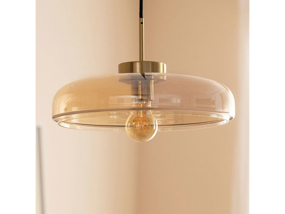 Neyo - Suspension ronde en verre ø34cm - Verre ambré