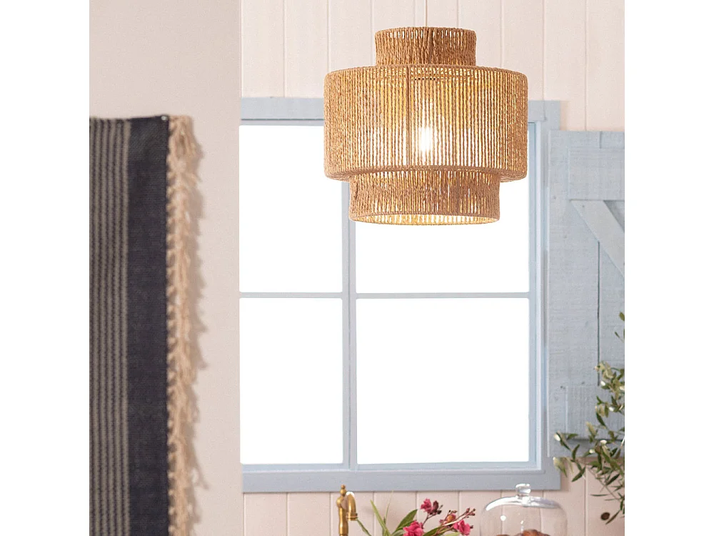 Kibo - Suspension ronde en papier ø40cm - Bois clair