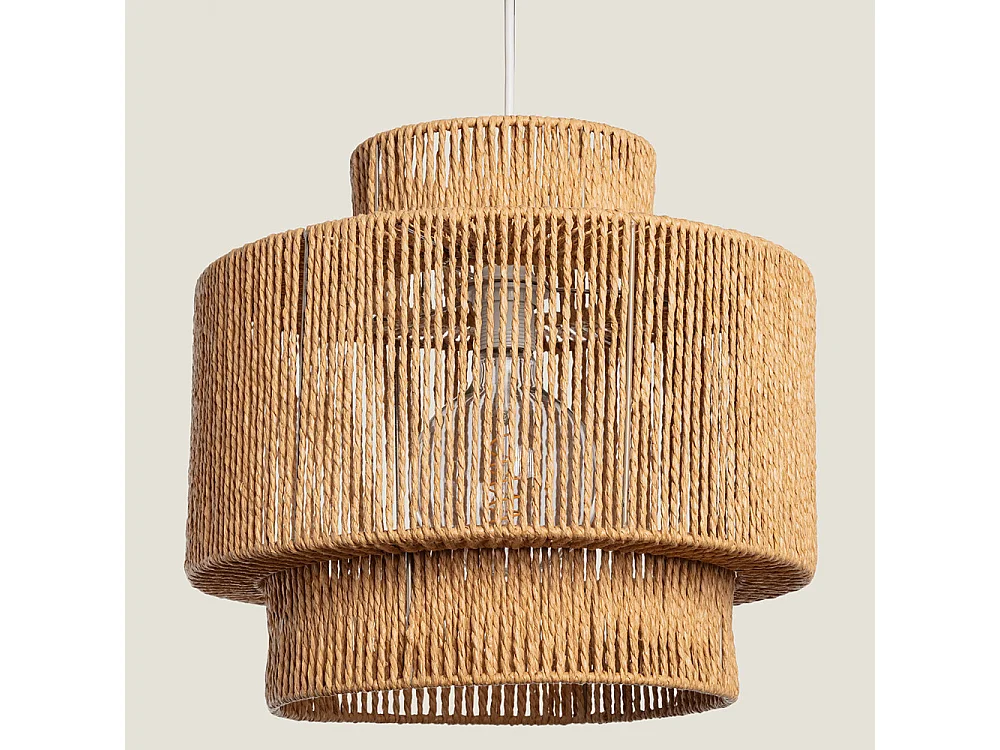 Kibo - Suspension ronde en papier ø40cm - Bois clair