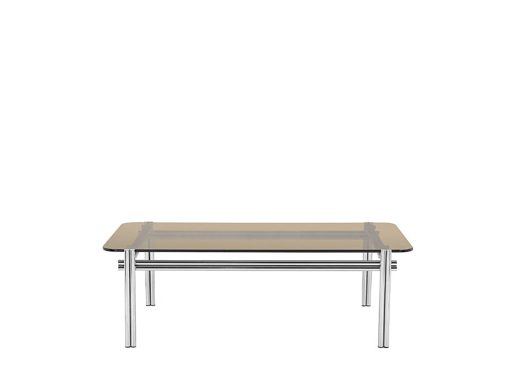 Barlow - Table basse en verre pieds chrome - Verre ambré