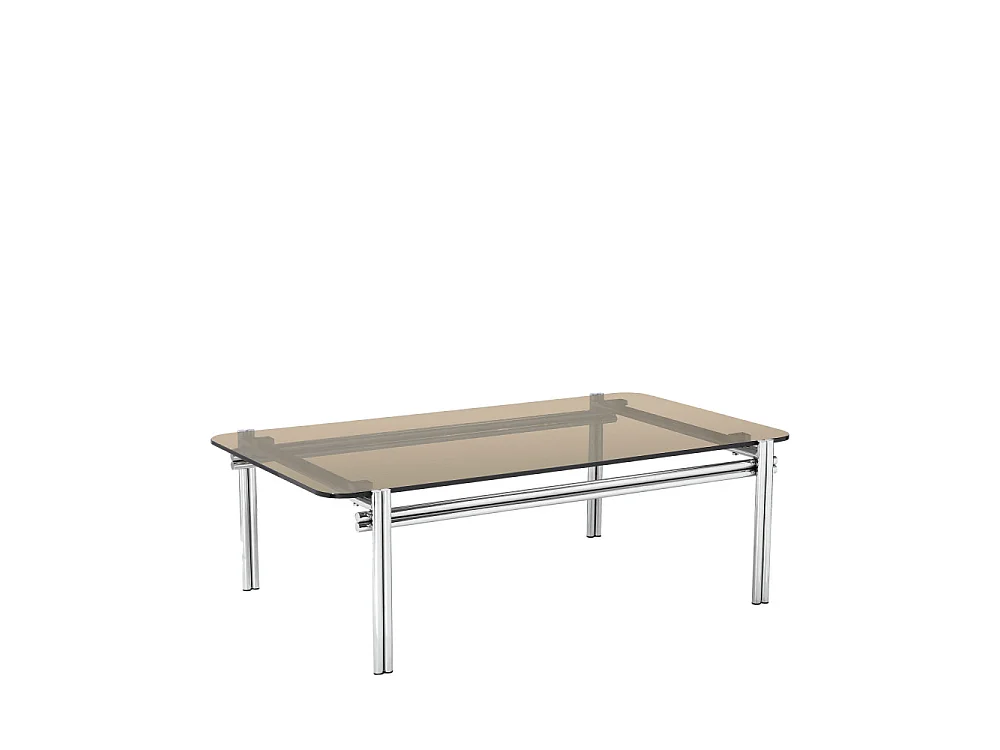 Barlow - Table basse en verre pieds chrome - Verre ambré