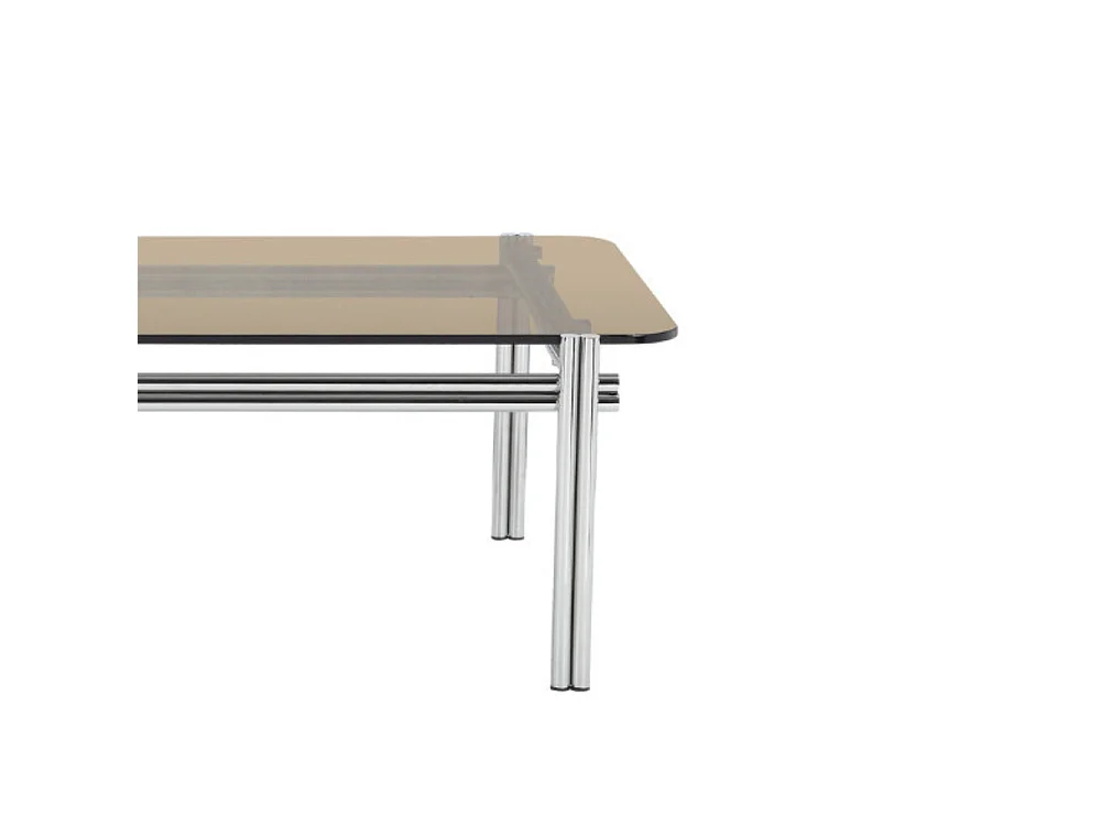 Barlow - Table basse en verre pieds chrome - Verre ambré