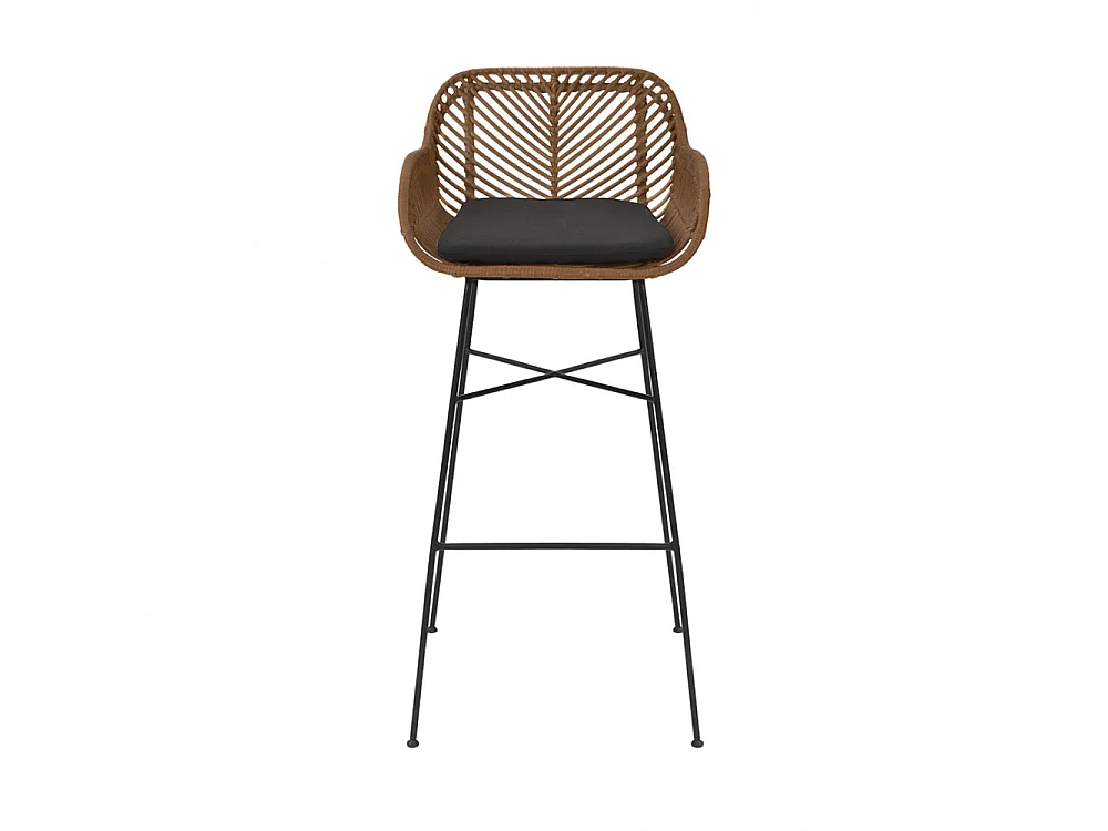 Nunuhai - Lot de 2 tabourets de bar en rotin H76cm - Bois foncé
