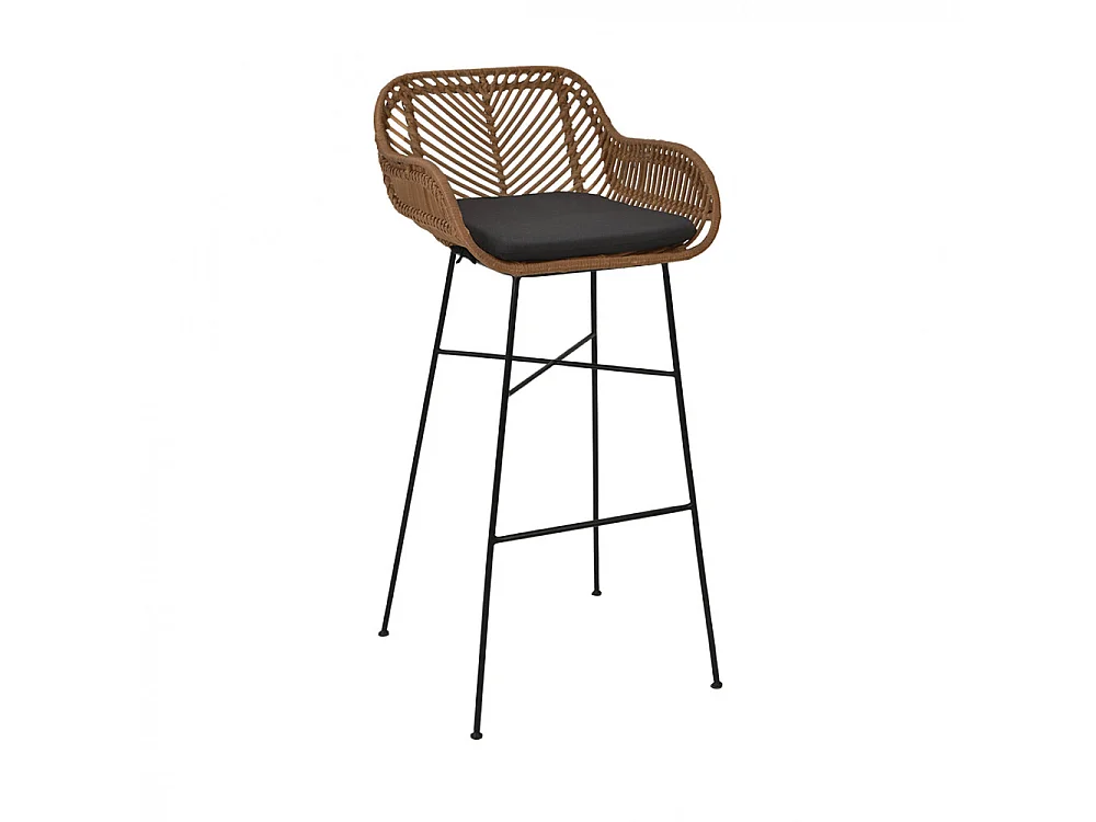 Nunuhai - Lot de 2 tabourets de bar en rotin H76cm - Bois foncé