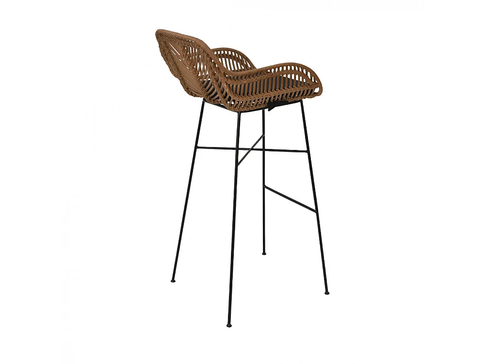 Nunuhai - Lot de 2 tabourets de bar en rotin H76cm - Bois foncé